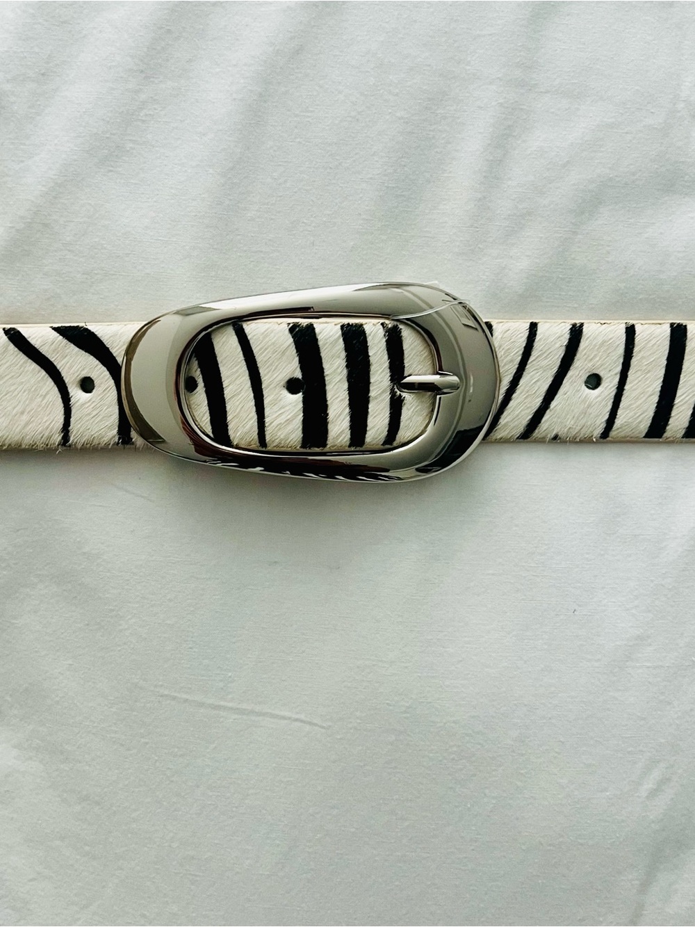 NWT | Genuine Leather Zebra Haircalf Belt L - Picture 2 of 8